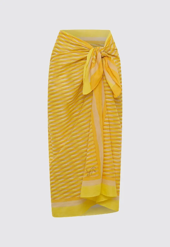 Dira Sarong - Acid Loom Yellow asymmetrical skirt cut