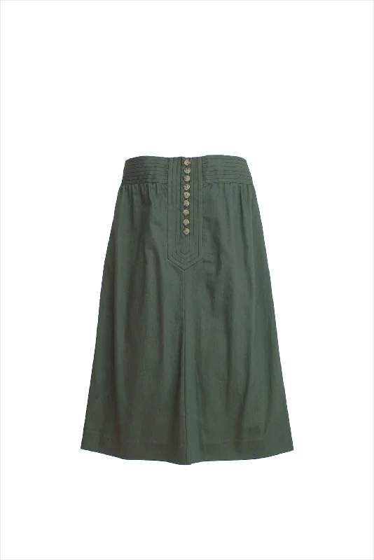 F&H Women's Button Front Skirt Hunter Green a-line skirt cut