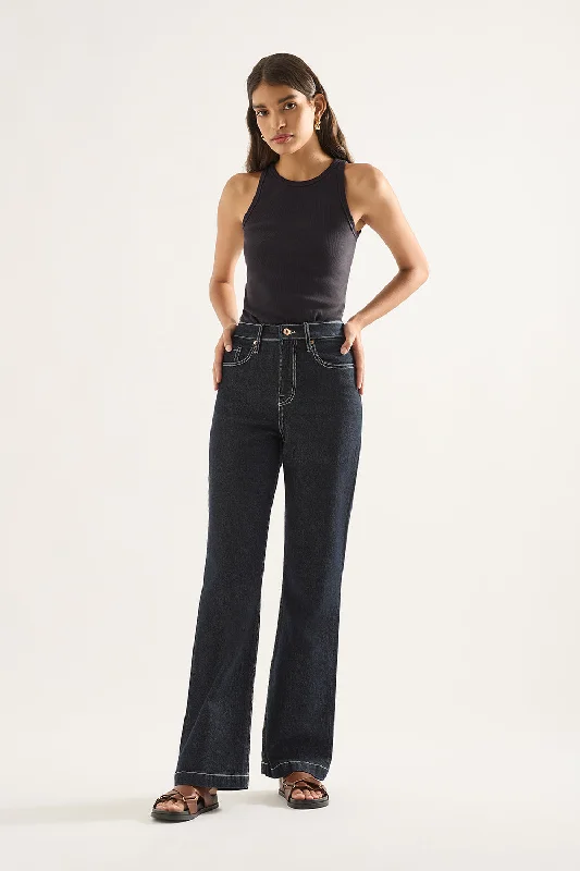 Farrah High Flare Jean Elegant Tapered Leg Denim