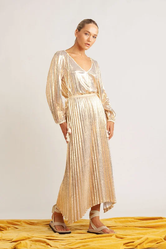 Flannel Claire Skirt Gold velvet skirt luxurious