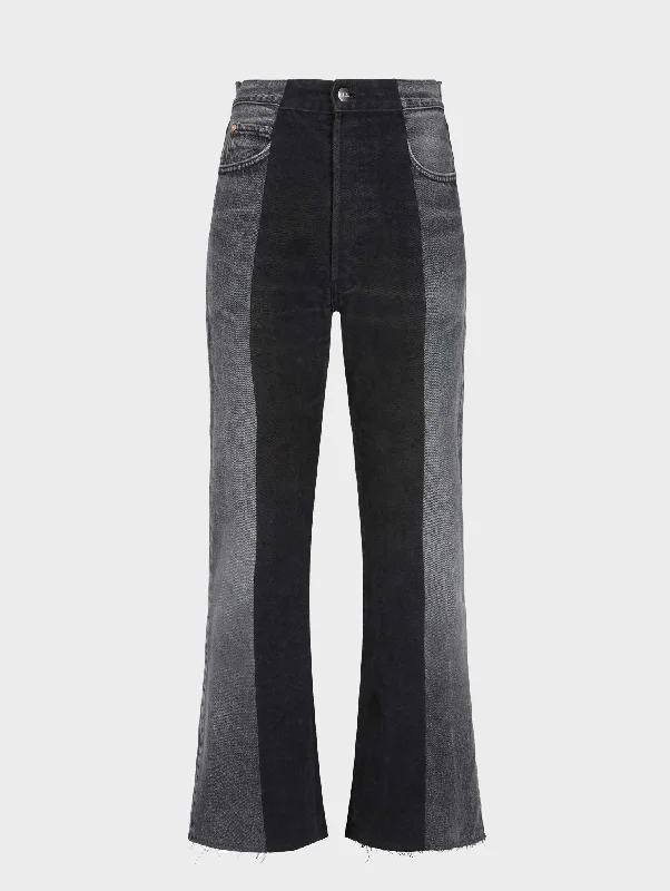 Flare Jean Charcoal Grey/Black Elegant Tapered Leg Denim