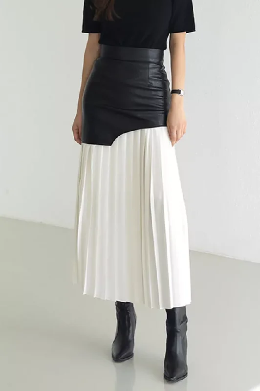 High Waist Patchwork Midi Skirt ribbed skirt waist