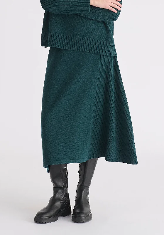 Knitted A-Line Midi Skirt with Ribbed Details silk skirt lustrous