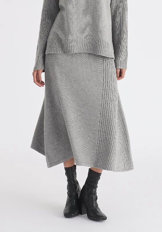 Knitted A-Line Midi Skirt with Ribbed Details satin skirt smooth