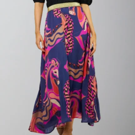 Oliphant Swing Skirt-Arabia Navy cashmere skirt plush