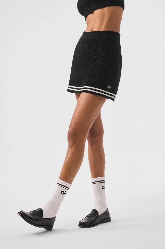 Tennis Club Sweater Knit Skirt - Black/Ivory pencil skirt chic