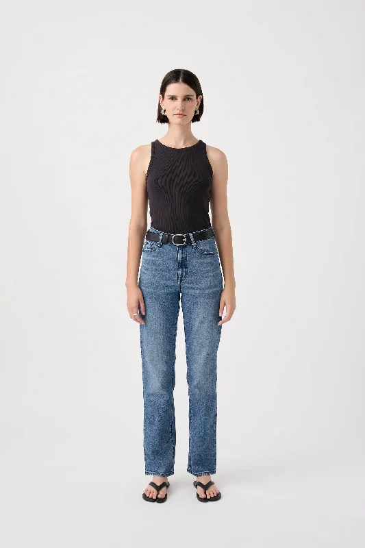 Zoe High Straight Jean - Twilight Comfortable Zip-Fly Denim Jeans