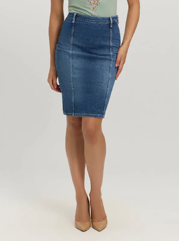 Blue Denim Amie Midi Skirt chiffon skirt airy