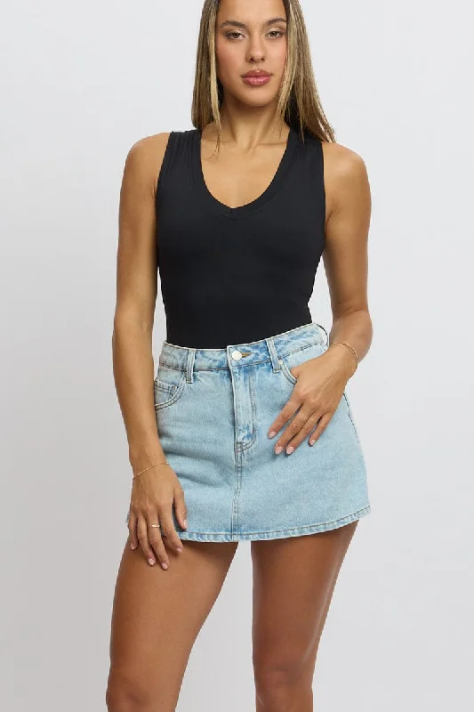 Denim Skort Skirt High Rise denim skirt classic