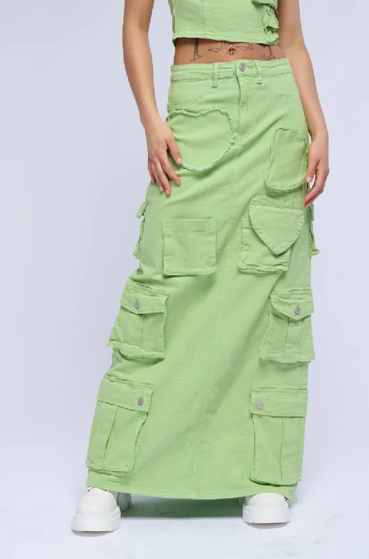 KIERAN DENIM CARGO MAXI SKIRT velvet skirt rich