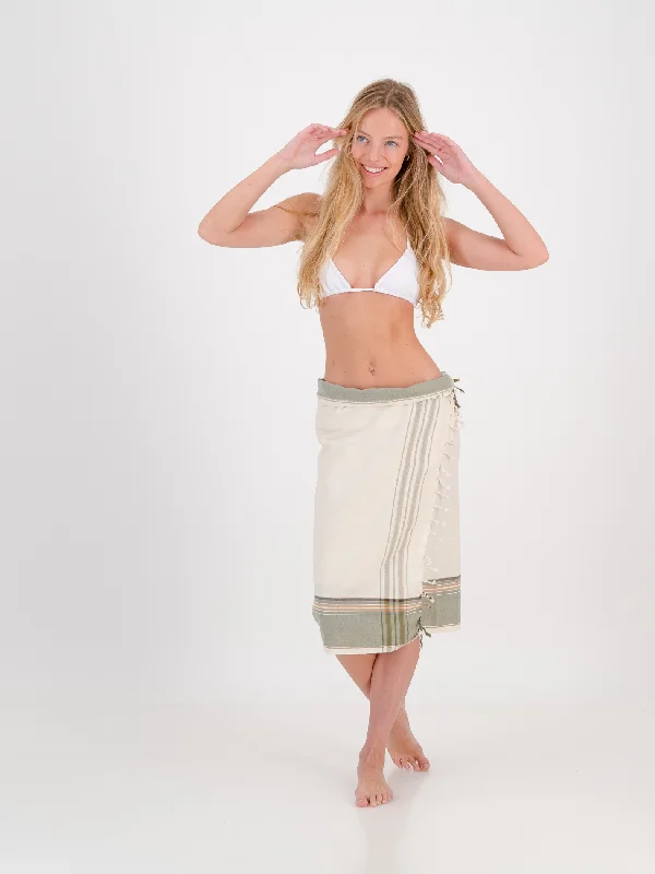 Sarong - Cream & Olive slim fit skirt