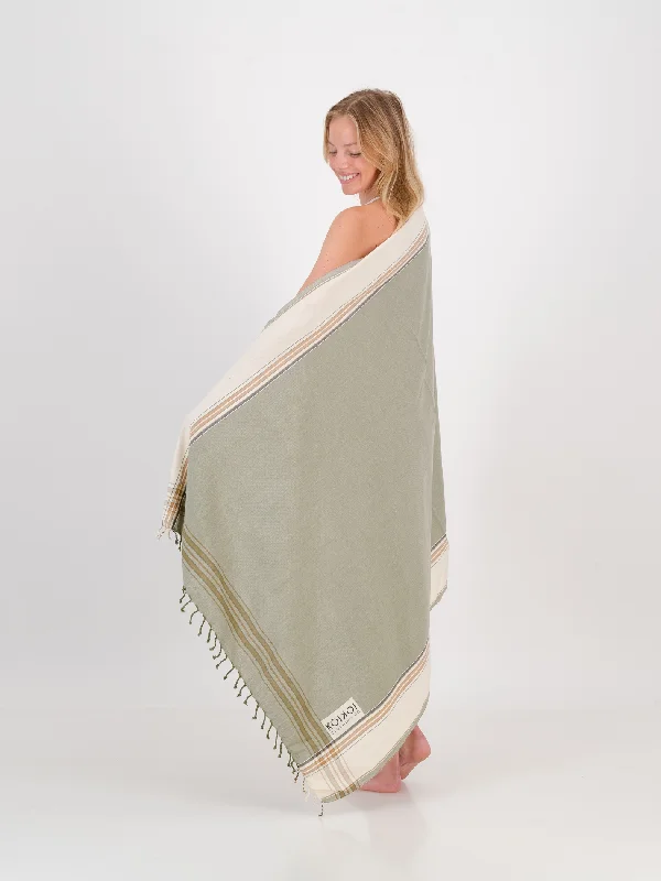 Sarong - Olive & Cream breathable skirt fabric