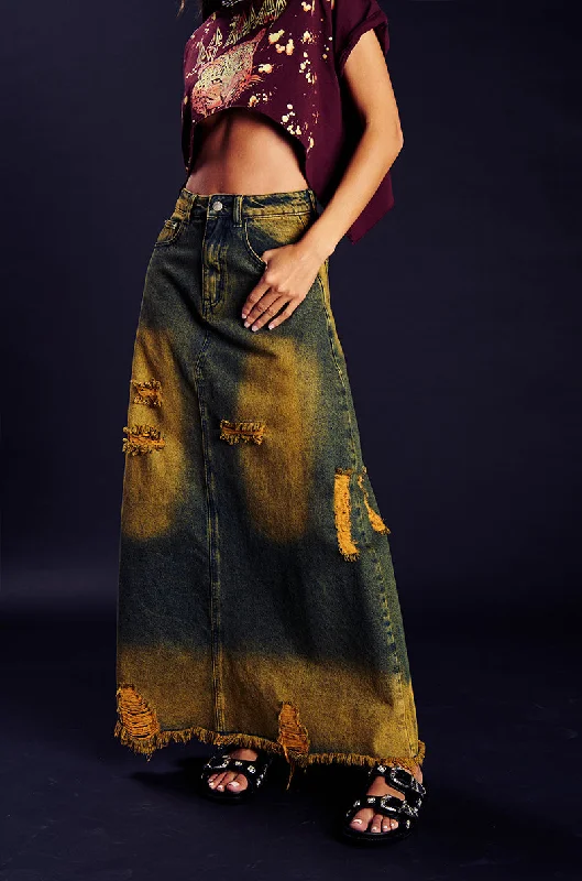 MOVIN DIFFERENT DENIM MAXI SKIRT cashmere skirt soft