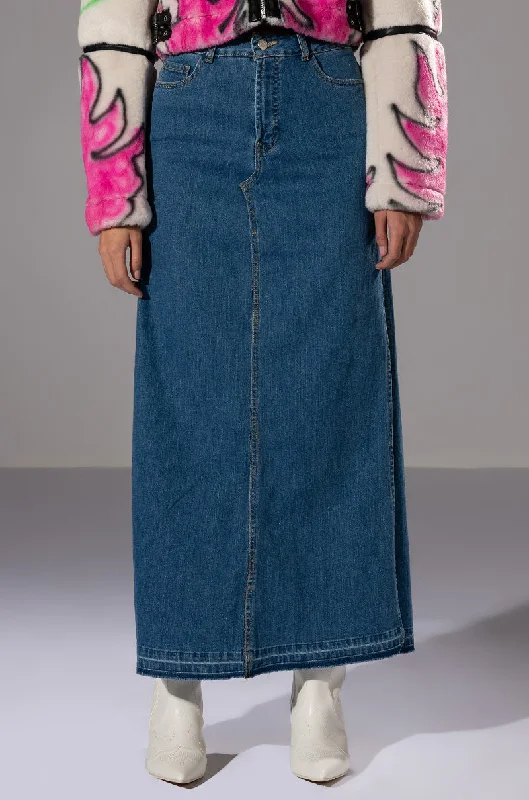 NATALIE DOUBLE SIDE SLIT DENIM SKIRT corduroy skirt textured