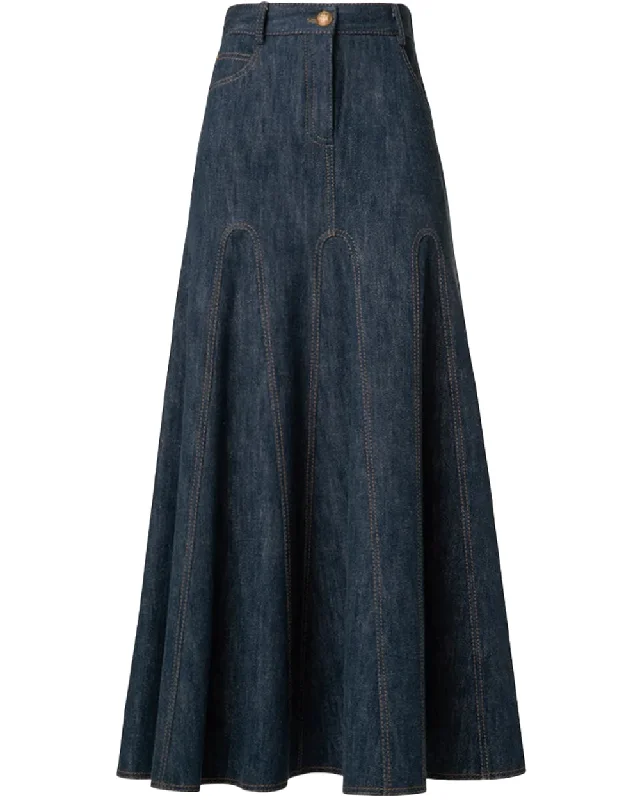 Denim Midi Skirt in Navy summer skirt style