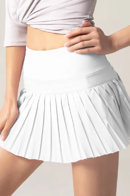 Solid Pleated Running Athletic Skort slim fit skirt