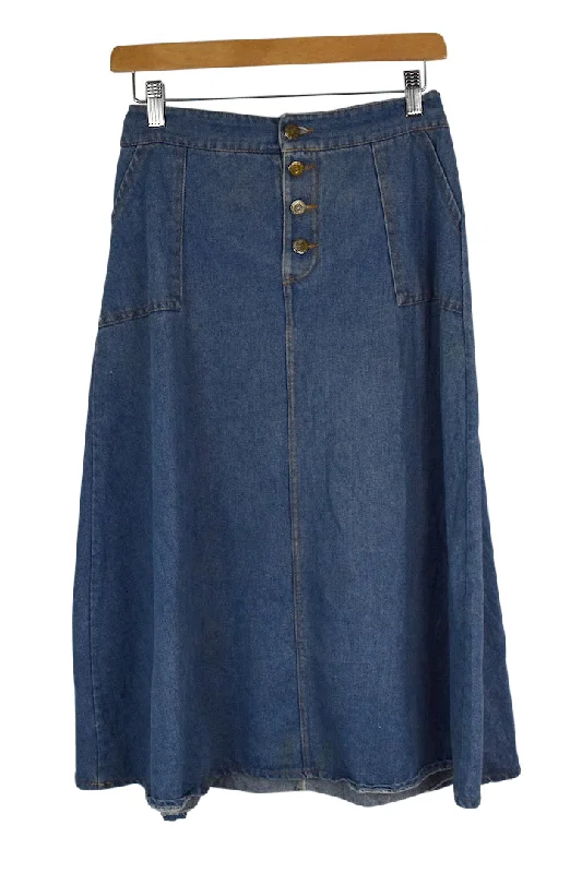 Reworked Denim Skirt chiffon skirt airy