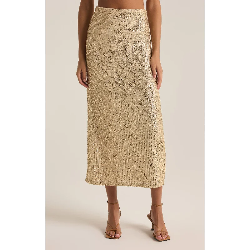 Z Supply Saturn Sequin Skirt in Champagne corduroy skirt cozy