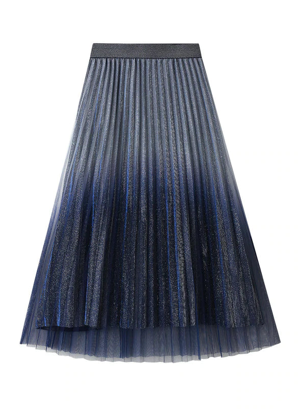MEDIUM-LENGTH GRADIENT GAUZE SKIRT leather skirt durable