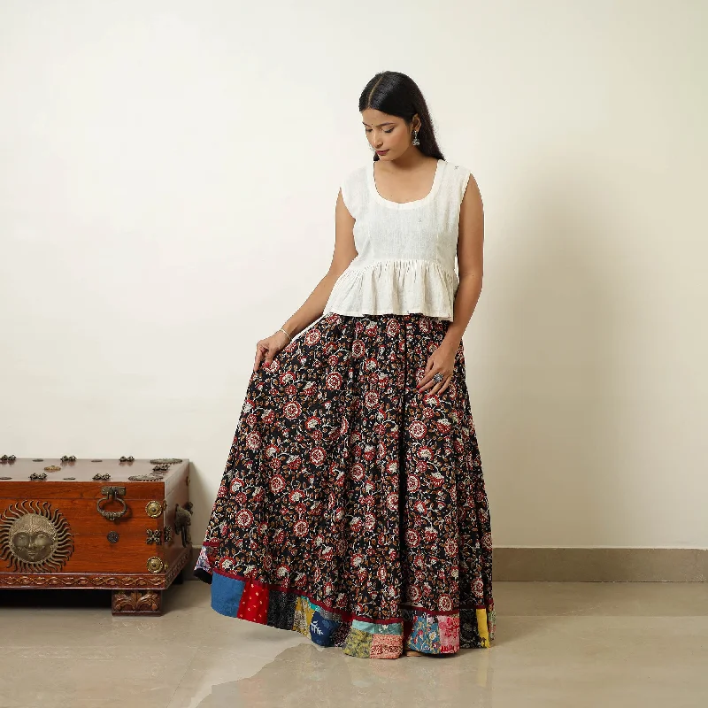 Multicolor - Hand Block Printed Cotton Long Bagru Skirt 08 denim skirt trendy