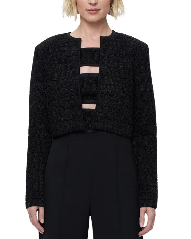 Hervé Léger Textured Lurex Cropped Jacket Plaid Jacket Tartan Jacket Houndstooth Jacket