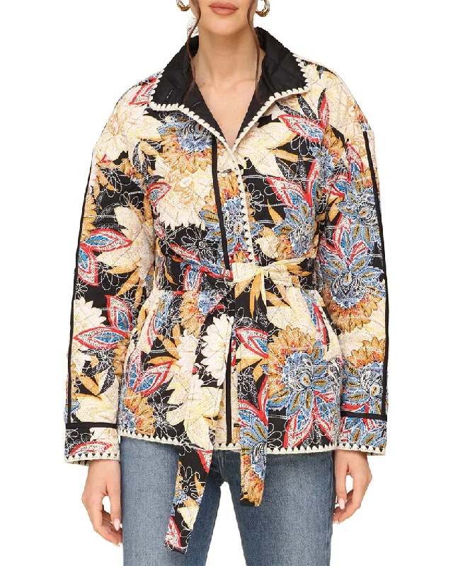 Avec Les Filles Quilted Barn Jacket Faux Fur Fabric Real Fur Fabric Shearling Fabric