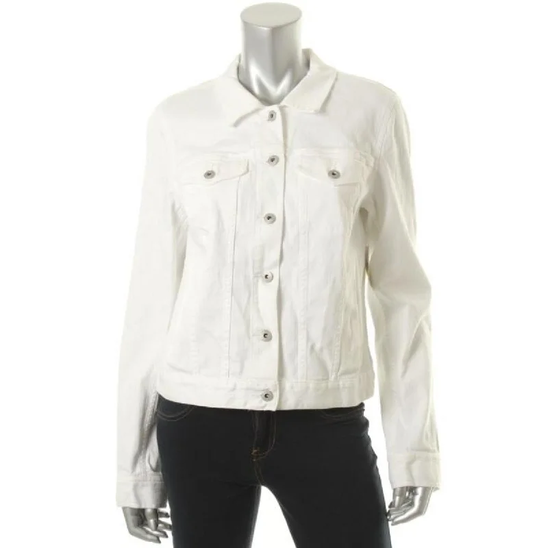 Womens Cotton Stretch Denim Jacket Collared Jacket Crew Neck Jacket Turtle Neck Jacket
