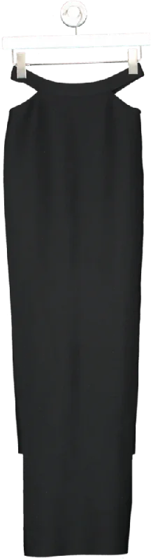 Black Bandage Cut Out Maxi Skirt UK XS cashmere skirt soft