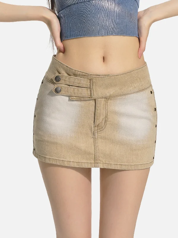 Brown Slim-Fit Bodycon Denim skirt wool skirt thick