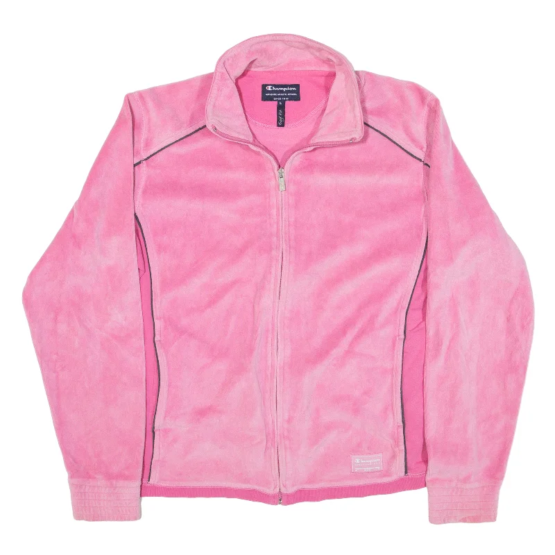 CHAMPION Fleece Jacket Pink Womens L One-Shoulder Jacket Off-the-Shoulder Jacket Asymmetrical Jacket