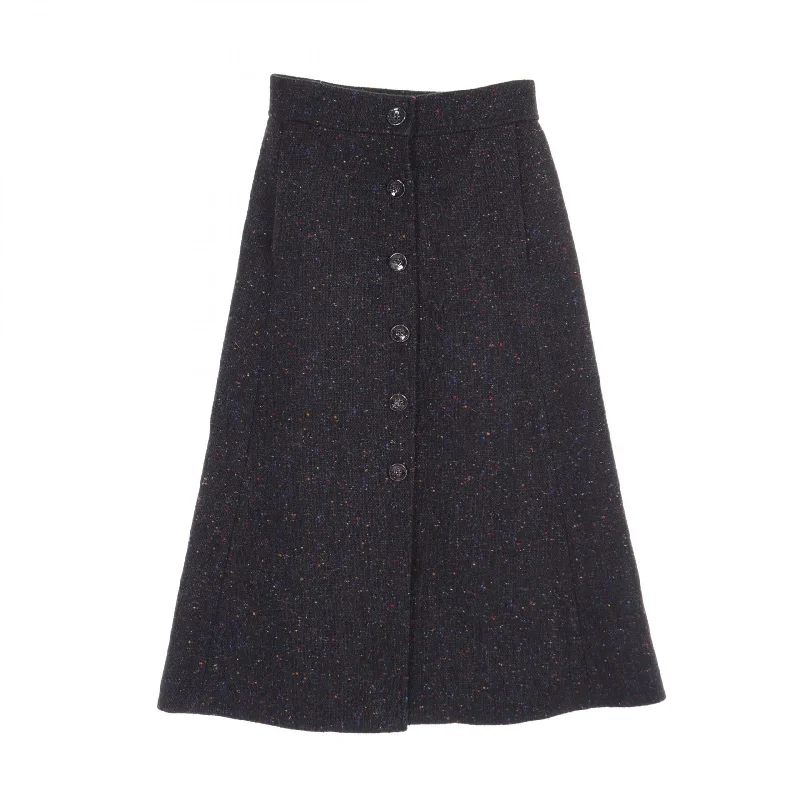 Chloe Wool Silk Skirt Black Multi-Color leather skirt sleek