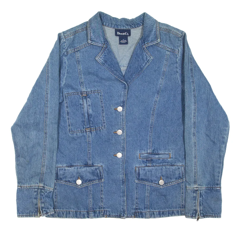 DENIM AND CO Denim Jacket Blue Womens M Welt Pockets Slit Pockets Flap Pockets