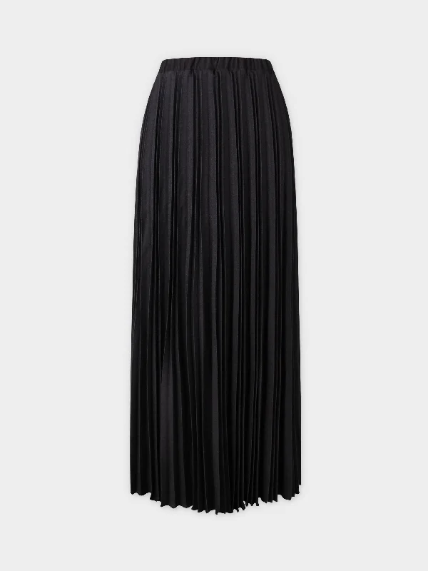Denim Pleated Skirt-Black Denim velvet skirt sumptuous