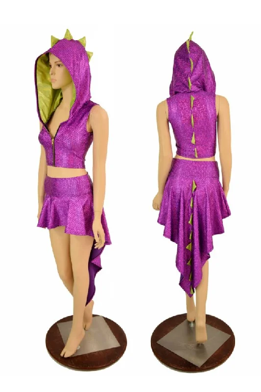 Dragon Tail Skirt & Crop Hoodie Set lace skirt romantic