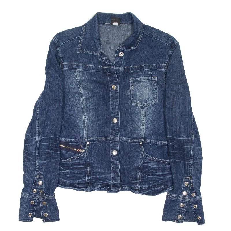 FUBU Denim Jacket Blue Womens L Faux Fur Jacket Real Fur Jacket Shearling Jacket