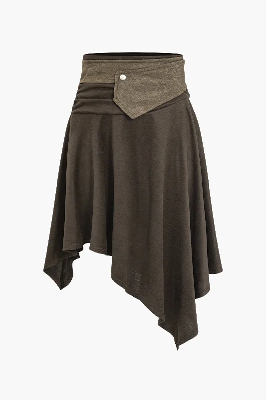 Faux Suede Asymmetrical High Waist Skirt lace skirt feminine