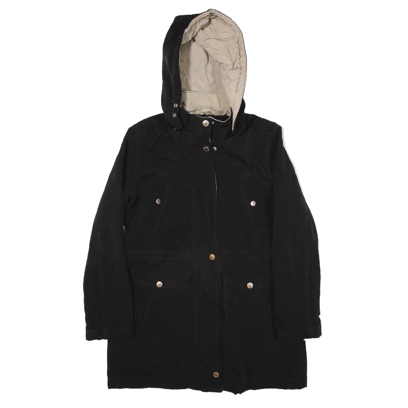 NAUTICA Insulated Parka Jacket Black Womens M Print Jacket Jacquard Jacket Patchwork Jacket