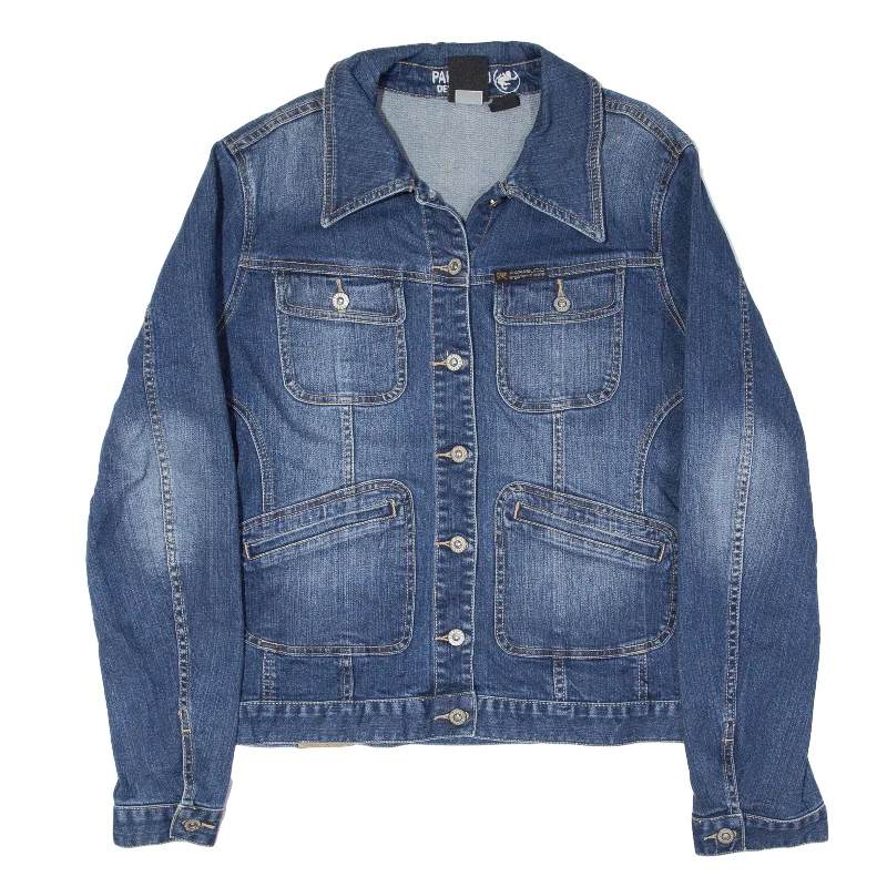 PARASUCO Denim Jacket Blue Womens XL Chenille Fabric Brocade Fabric Lace Fabric
