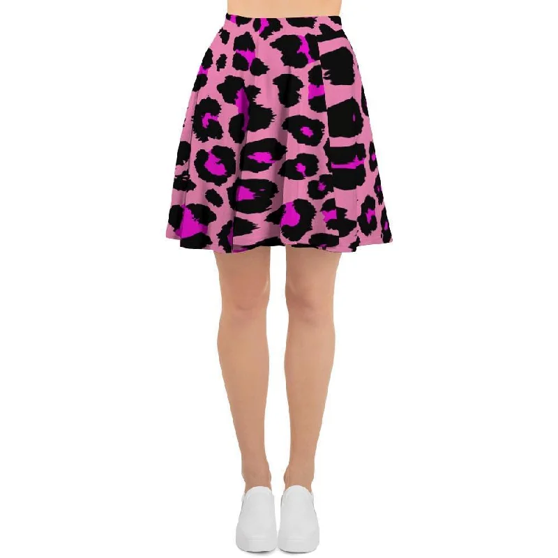 Pink Cheetah Leopard Women's Skirt leather skirt durable