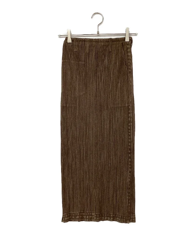 [Pre-owned] PLEATS PLEASE pleated skirt PP64-JG341 linen skirt natural