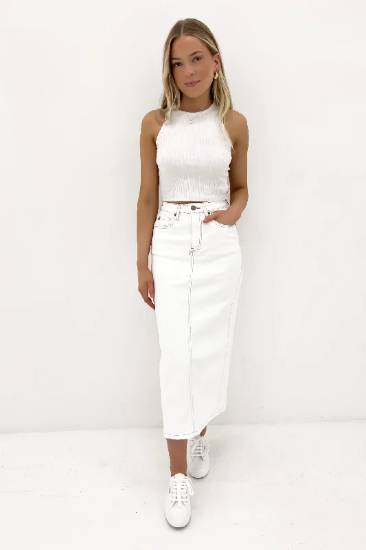 Ray Comfort Maxi Skirt Vintage White corduroy skirt durable