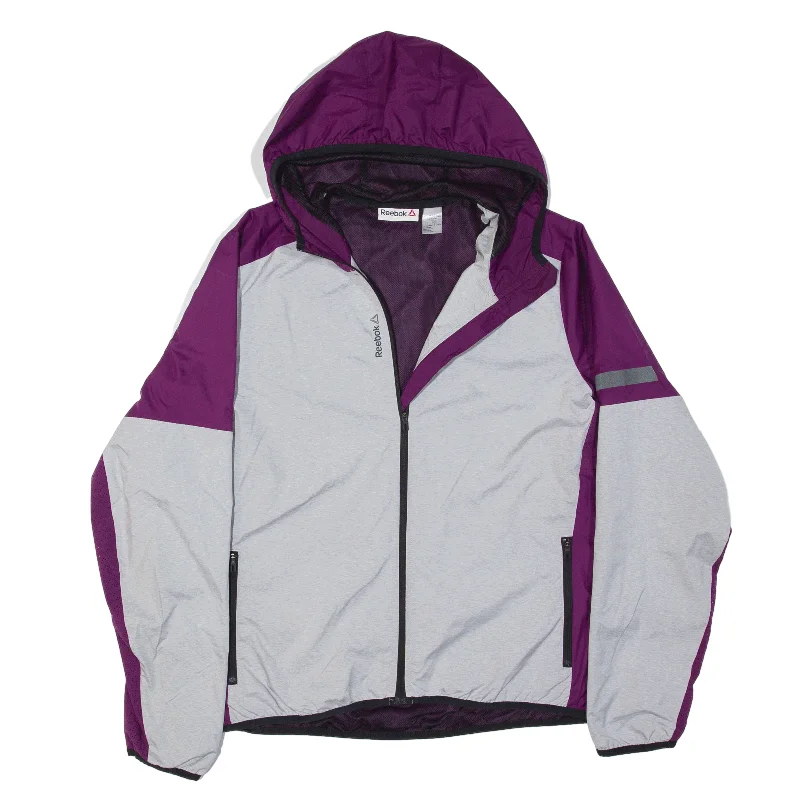 REEBOK Rain Jacket Purple Womens L Mesh Jacket Canvas Jacket Denim Jacket