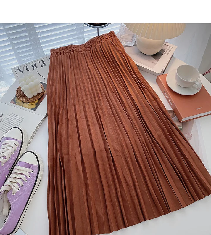 Retro port style leisure A-shaped high waist mid length skirt  5733 wool skirt thick