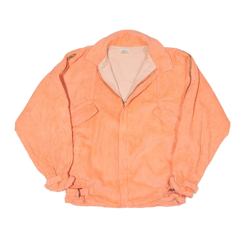 VIRUS SPORTSWEAR Corduroy Jacket Pink 90s Womens L Print Jacket Jacquard Jacket Embroidered Jacket
