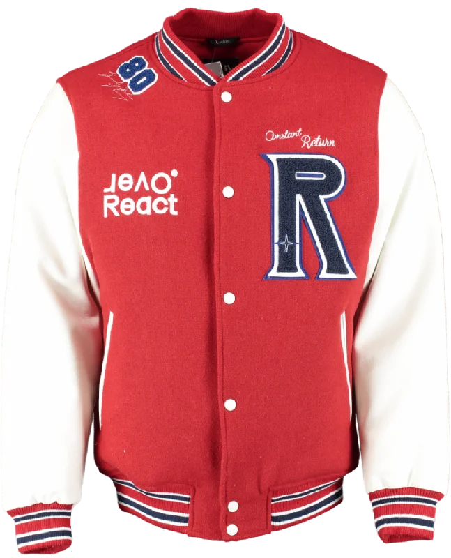 ZARA Red Varsity Bomber Jacket With Patches UK M Quilted Jacket Puffer Jacket Insulated Jacket